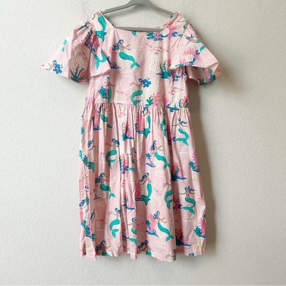 Mini Boden Pink Mermaids Cotton Girls Sundress Flutter Sleeves Sz 8-9y - Picture 2 of 11